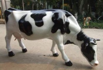 奶牛雕塑廠家 黑白點組合 不銹鋼奶牛雕塑工廠