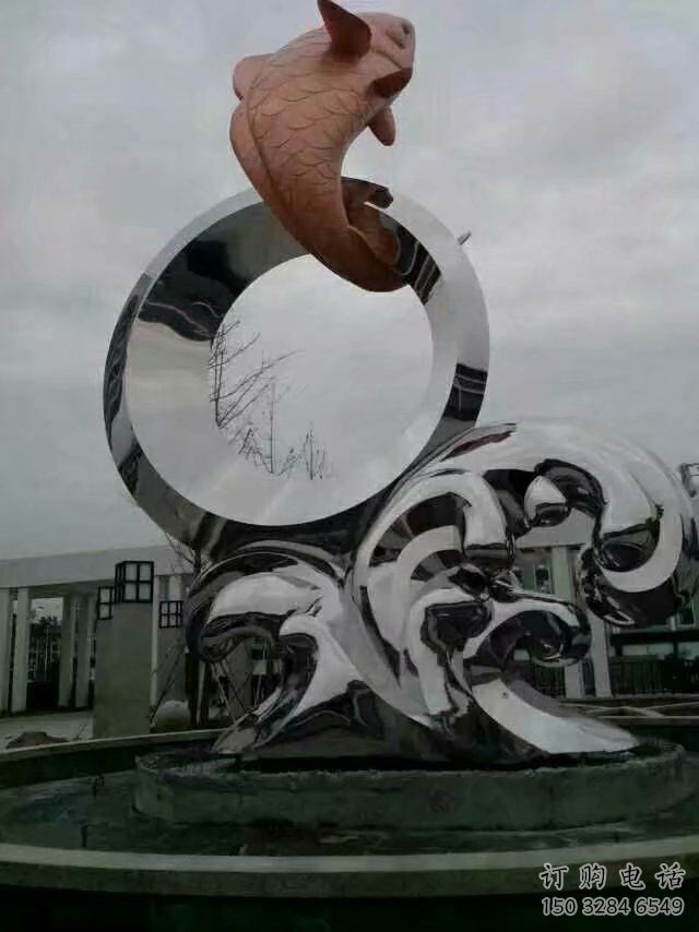 圓環(huán)魚雕塑廠家 生產(chǎn)制作企業(yè) 不銹鋼魚動物雕塑