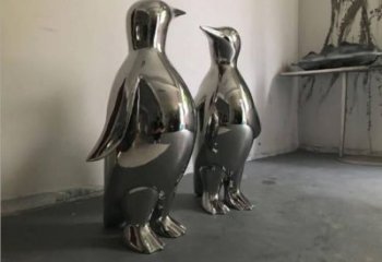 對視企鵝雕塑廠家 可愛鳥禽 不銹鋼雕塑企鵝定制