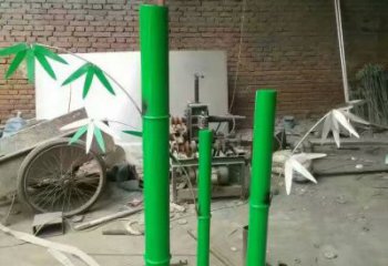 竹子雕塑廠家 烤漆元素植物 不銹鋼綠色竹子雕塑