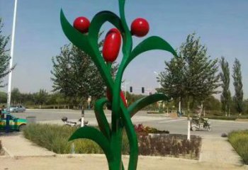 果樹雕塑廠家 園林不銹鋼水果雕塑