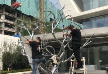 樹干雕塑廠家 園林不銹鋼樹雕塑制作