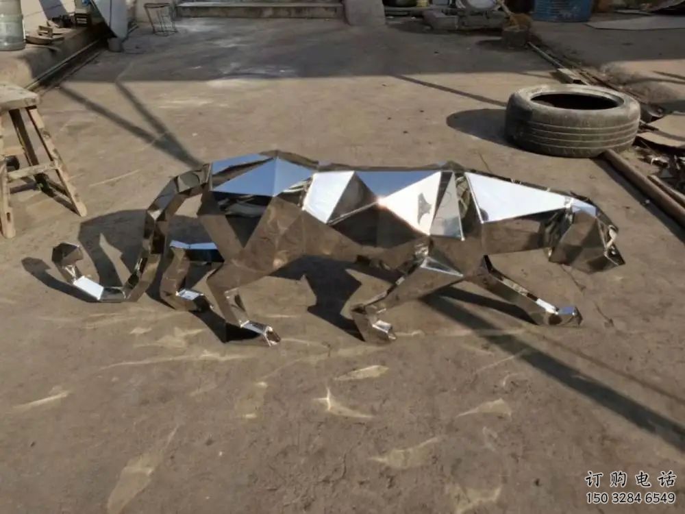 金錢豹雕塑 切面動(dòng)物 不銹鋼金錢豹雕塑廠家