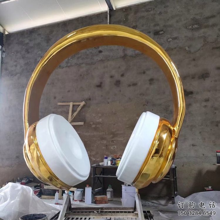 耳機雕塑廠家 現代景觀小品 不銹鋼耳機雕塑制作