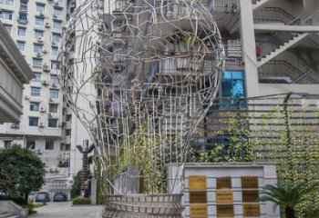 鏤空燈泡雕塑廠家 現(xiàn)代藝術(shù)標(biāo)識(shí) 不銹鋼鏤空燈泡雕塑