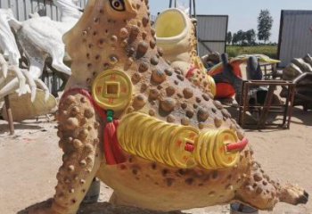 金蟾雕塑 彩繪動(dòng)物擺件 園林不銹鋼金蟾雕塑廠家