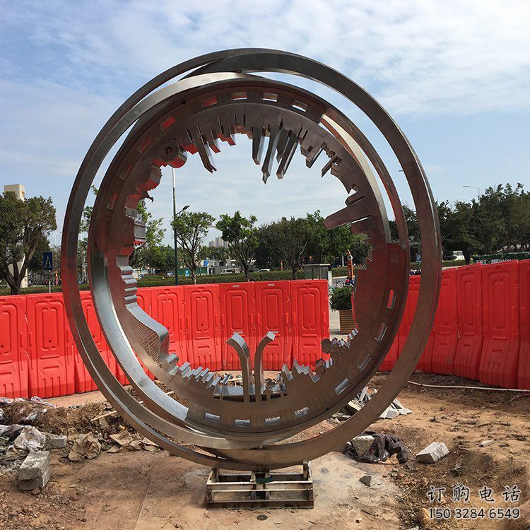 圓環(huán)雕塑 街道異形小品 抽象不銹鋼圓環(huán)雕塑廠家