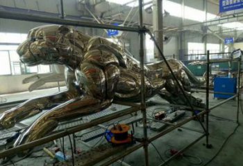 鏡面獵豹雕塑 房地產(chǎn)景觀小品 戶外鏡面獵豹雕塑廠家