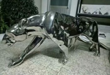 賓館獵豹雕塑 鍛造鏡面擺件 大型室內(nèi)獵豹雕塑廠家