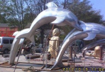 仿真海豚雕塑廠家 大型擺件 公園噴漆海豚雕塑