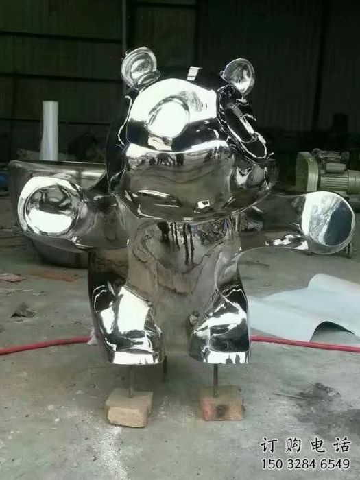 鏡面熊貓雕塑廠家 現代戶外擺件 游樂場異形熊貓雕塑