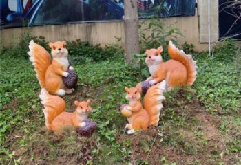 公園松鼠雕塑廠家 中式仿真小品 戶外彩繪松鼠雕塑
