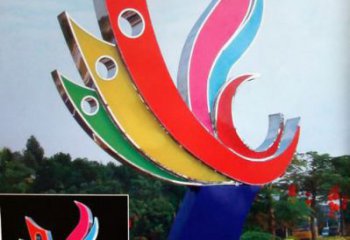 彩繪龍鳳雕塑廠家 卡通噴漆小品 草地抽象龍鳳雕塑