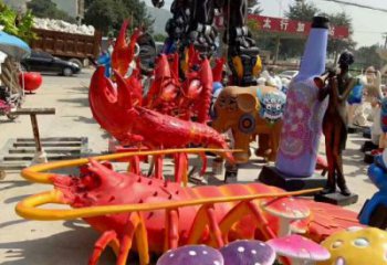 游樂場龍蝦雕塑廠家 海洋賓館擺件 住宅小區仿真龍蝦雕塑