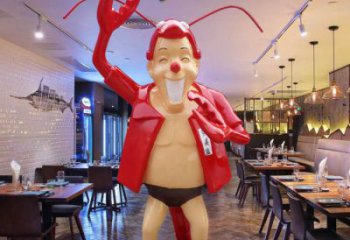 餐飲店龍蝦雕塑廠家 創意卡通小品 室內抽象龍蝦雕塑