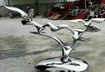 鍛造白鴿雕塑廠家 現(xiàn)代鏡面擺件 廣場(chǎng)大型白鴿雕塑