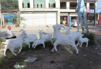 商場山羊雕塑廠家 中式現(xiàn)代小品 戶外仿真山羊雕塑