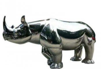 玄關犀牛雕塑廠家 創意鏡面擺件 風景區仿真犀牛雕塑