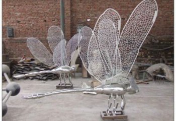 鏤空蜻蜓雕塑廠家 創(chuàng)意抽象擺件 公園仿真蜻蜓雕塑