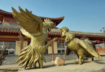 別墅區公雞雕塑廠家 卡通噴漆小品 農村仿真公雞雕塑