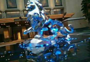 鏡面雄獅雕塑廠家 現代公園擺件 游樂場異形雄獅雕塑