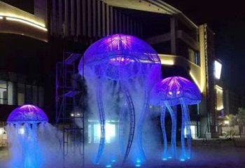 拉絲水母雕塑廠家 大型剪影擺件 游樂場異形水母雕塑