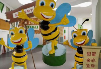 步行街蜜蜂雕塑廠家 創意烤漆擺件 草地彩繪蜜蜂雕塑
