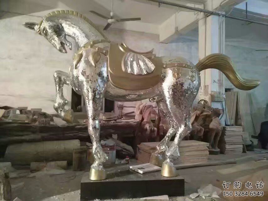 鏡面馬雕塑廠家 現(xiàn)代創(chuàng)意擺件 游樂場異形馬雕塑