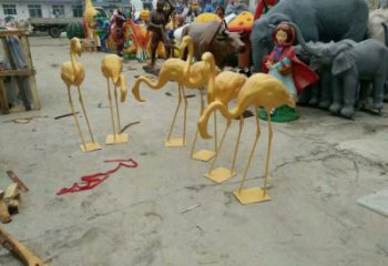 商場丹頂鶴雕塑廠家 中式室內小品 酒店鍍金丹頂鶴雕塑