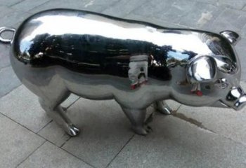 風景區豬雕塑廠家 中式創意擺件 戶外鏡面豬雕塑