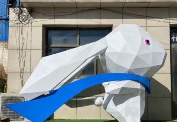 切面兔子雕塑廠家 大型幾何擺件 游樂場異形兔子雕塑