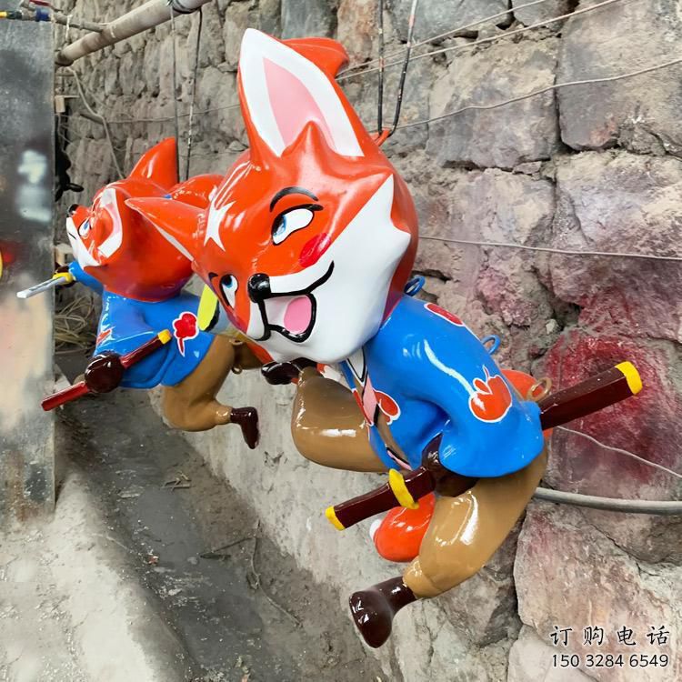 住宅小區狐貍雕塑廠家 現代公園小品 戶外噴漆狐貍雕塑