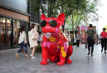 商業(yè)街小狗雕塑廠家 大型餐飲店擺件 步行街異形小狗雕塑