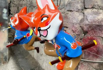 住宅小區狐貍雕塑廠家 現代公園小品 戶外噴漆狐貍雕塑