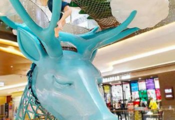 室內(nèi)鹿角雕塑廠家 大型餐飲店小品 步行街異形鹿角雕塑