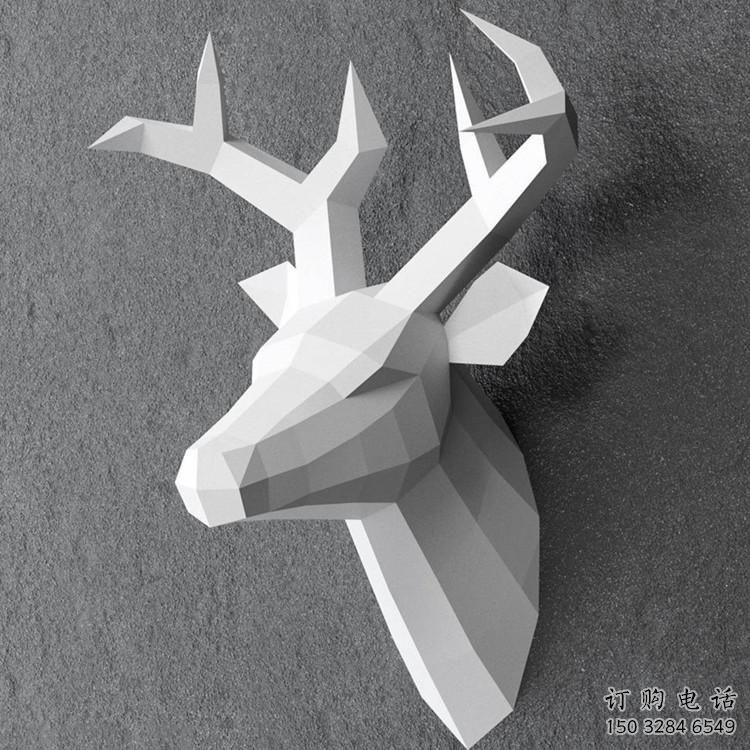抽象鹿頭雕塑廠家 創(chuàng)意現(xiàn)代擺件 玄關(guān)彩繪鹿頭雕塑