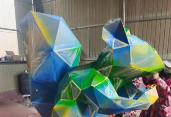 幾何松鼠雕塑廠家 中式室內擺件 烤漆切面松鼠雕塑