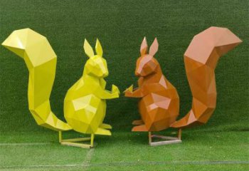 抽象松鼠雕塑廠家 創意戶外擺件 玄關彩繪松鼠雕塑