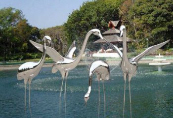 步行街白鶴雕塑廠家 創意戶外擺件 草地仿真白鶴雕塑