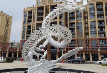 街道飛龍雕塑廠家 創意村口小品 街頭鏤空飛龍雕塑