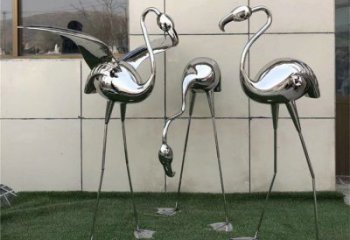 幾何鴕鳥雕塑廠家 中式創意擺件 草地鏡面鴕鳥雕塑