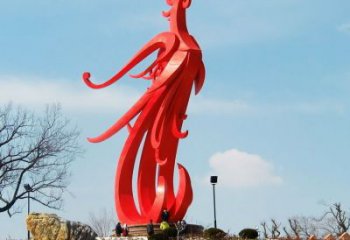 噴漆火鳳凰雕塑廠家 現代廣場小品 不銹鋼大型火鳳凰雕塑