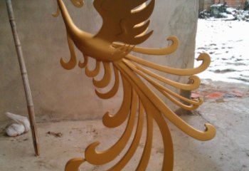 商場金鳳凰雕塑廠家 中式戶外小品 酒店拉絲金鳳凰雕塑