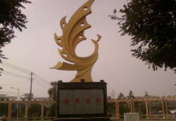 公園金鳳凰雕塑廠家 中式啞光小品 風景區(qū)仿古金鳳凰雕塑