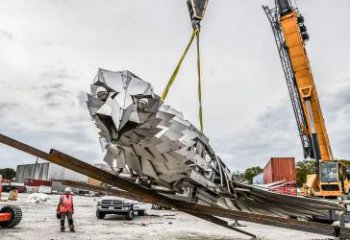 切面獵鷹雕塑廠家 現代抽象擺件 商場幾何獵鷹雕塑