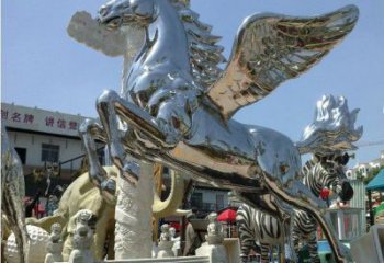 鍛造飛馬雕塑廠家 現代鏡面擺件 廣場仿真飛馬雕塑