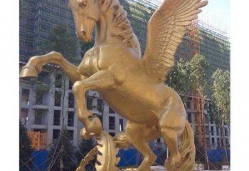 步行街飛馬雕塑廠家 創意鋼管擺件 草地鍍金飛馬雕塑