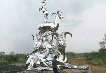 商業(yè)街羚羊雕塑廠家 大型現(xiàn)代擺件 步行街異形羚羊雕塑
