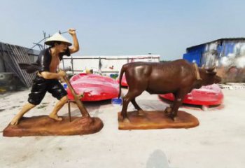 游樂場(chǎng)耕牛雕塑廠家 抽象擺件 戶外耕牛雕塑