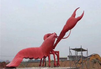 噴漆大蝦雕塑廠家 卡通廣場小品 草地切面大蝦雕塑